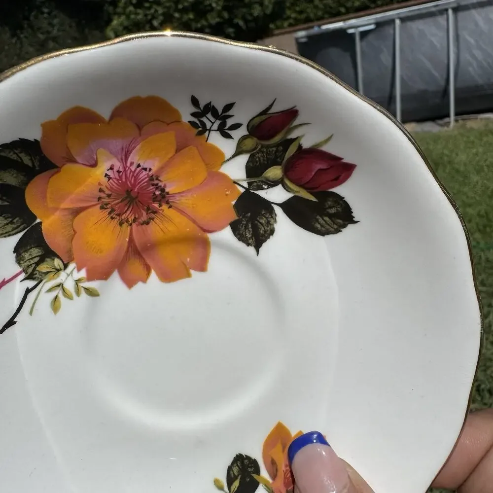 Vintage Duchess Bone China Cup & Saucer Yellow Rose Floral Gold Trim England